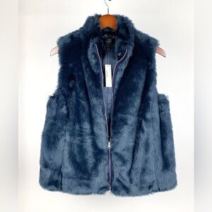 J Crew Navy Blue Faux Fur Vest